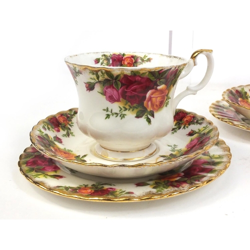 2232 - Royal Albert old country roses six piece tea service, comprising teapot, milk jug, sugar bowl, six t... 