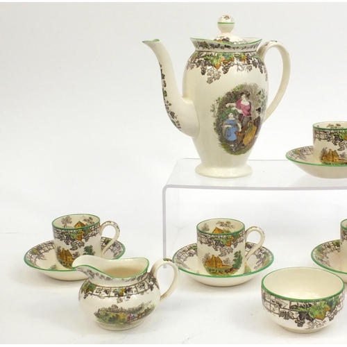 2235 - Copeland Spode Byron pattern part coffee service, including coffee pot, milk jug and sugar bowl, the... 