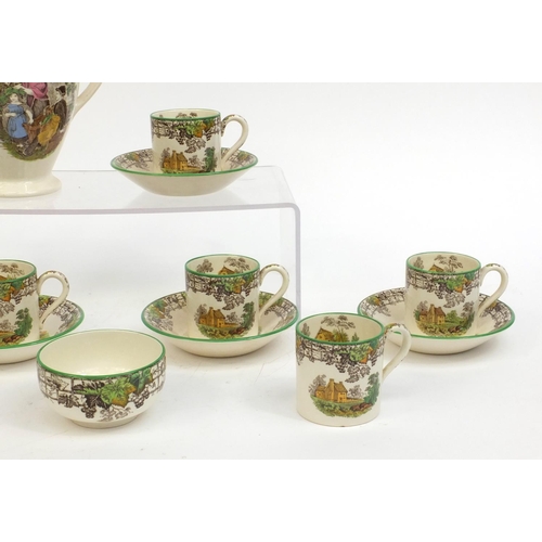 2235 - Copeland Spode Byron pattern part coffee service, including coffee pot, milk jug and sugar bowl, the... 