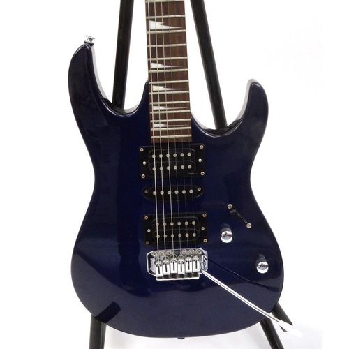 2073 - Ibanez six string electric guitar, together with an Ibanez GTA10 amplifier, guitar No. GRX70DXJE-JB ... 