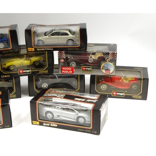 2284 - Collection of boxed Burago and Maisto 1:18 scale die cast model Jaguars