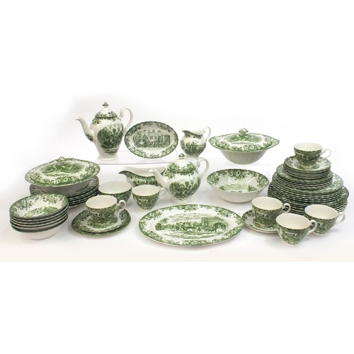 2265 - Collection of Johnson Bros coaching scenes pattern Tea/Dinnerware, including tea pot, coffee pot, tr... 