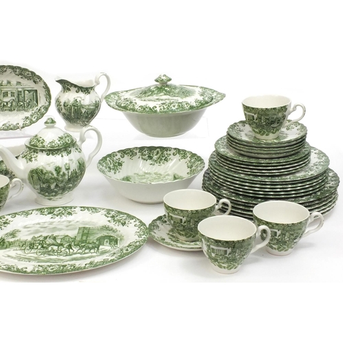 2265 - Collection of Johnson Bros coaching scenes pattern Tea/Dinnerware, including tea pot, coffee pot, tr... 