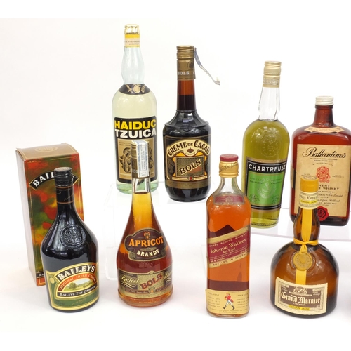 2229 - Collection of alcohol including Johnny Walkers red label scotch whisky, Ballantines Scotch Whisky, C... 