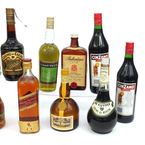 2229 - Collection of alcohol including Johnny Walkers red label scotch whisky, Ballantines Scotch Whisky, C... 