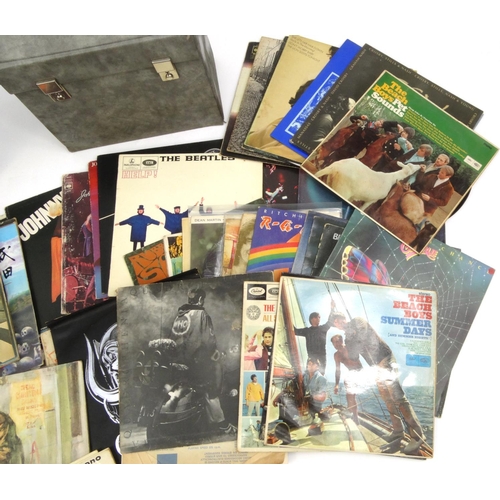 2080 - Three boxes of mostly rock LP's including David Bowie, Bob Dylan, Kiss, Led Zeppelin, The Beatles, P... 