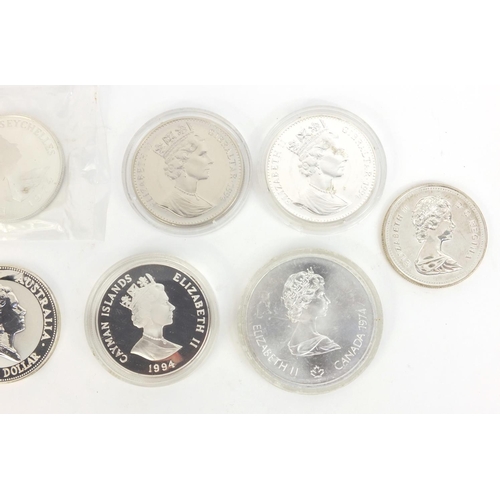 2399 - Group of mostly proof coinage including a one ounce silver kookaburra, one crowns and one dollars