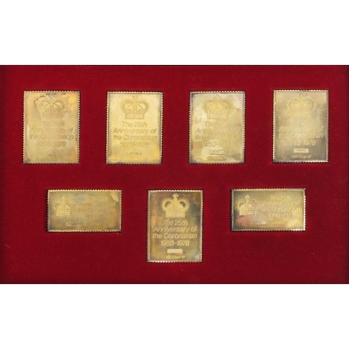 2410 - Cased set of seven silver stamp ingots to commemorate the 25th anniversary of the Coronation of Quee... 