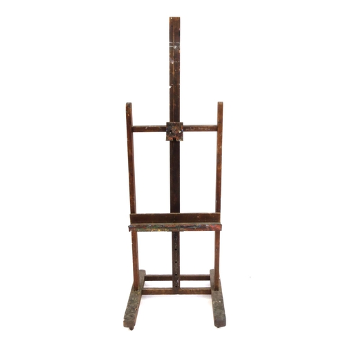 2096 - Vintage wooden adjustable artist easel, 175cm high