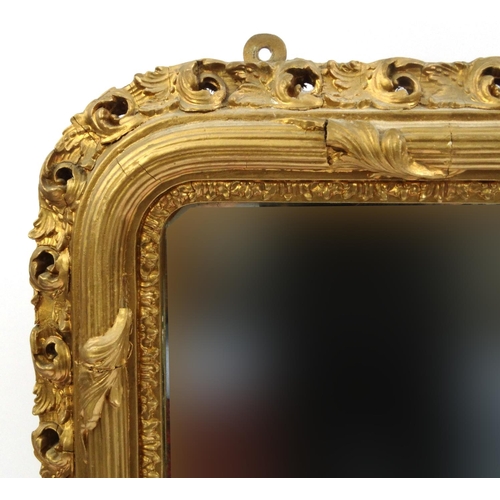 2037 - Ornate gilt framed over mantle mirror, 112cm high x 101cm wide