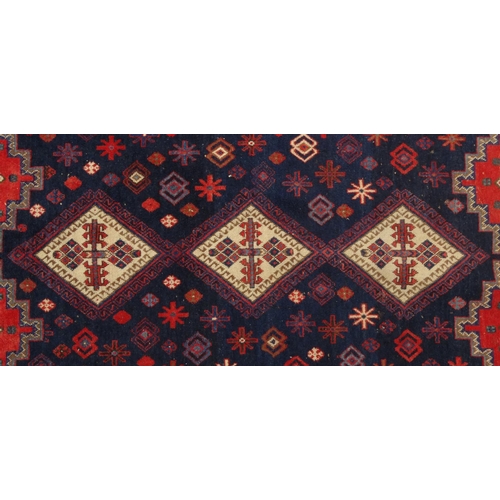 2020 - Rectangular Middle Eastern rug with geometric border and central filled, 223cm x 173cm
