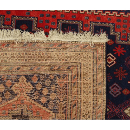 2020 - Rectangular Middle Eastern rug with geometric border and central filled, 223cm x 173cm