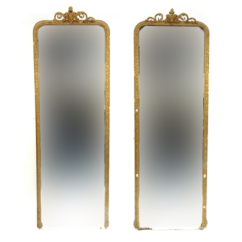 2010 - Pair of ornate gilt framed pier mirrors, each 203cm high x 75cm wide