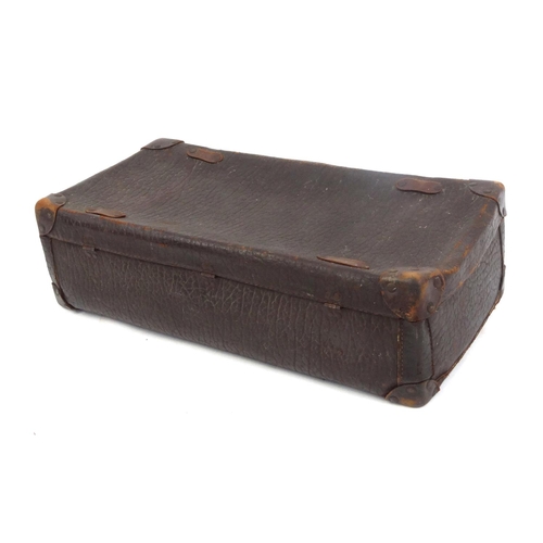 2063A - Vintage Elephant hide suitcase with carrying handle, 68cm wide