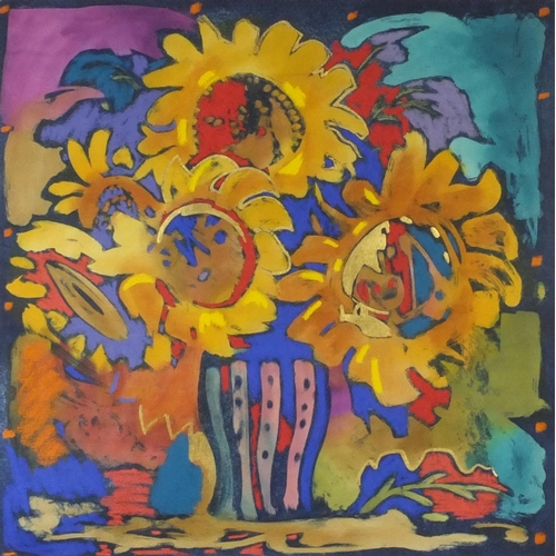 2125 - Simon Ball - Limited edition pencil signed coloured print, titled 'Sunflowers' 27/350, mounted and c... 