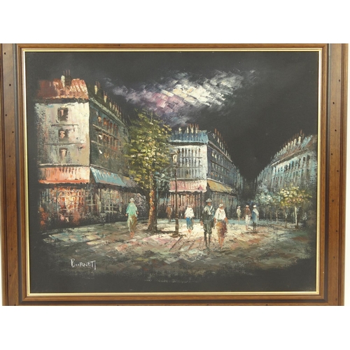 14 - Burnett - Oil on canvas of a Parisian street scene, 60cm x 50cm excluding the frame