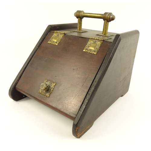 37 - Rosewood coal scuttle with brass fittings and metal liner