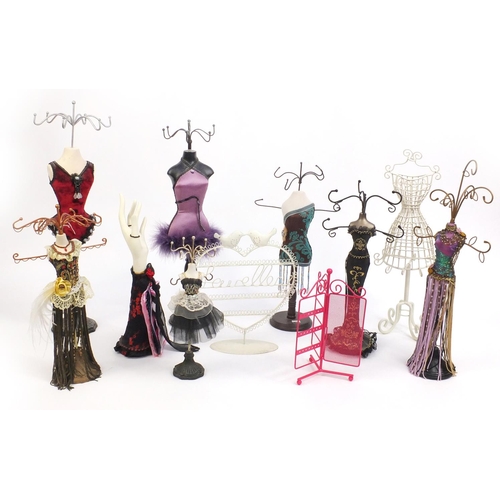 2266 - Group of jewellery stands including figural examples, the tallest 45cm high