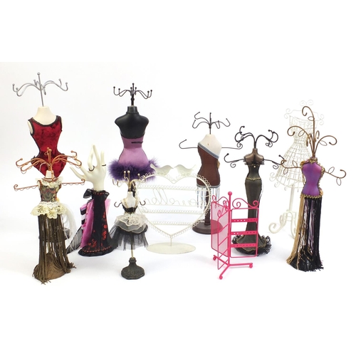 2266 - Group of jewellery stands including figural examples, the tallest 45cm high