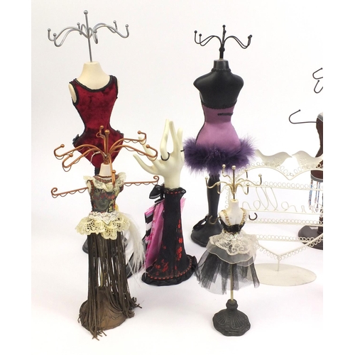 2266 - Group of jewellery stands including figural examples, the tallest 45cm high