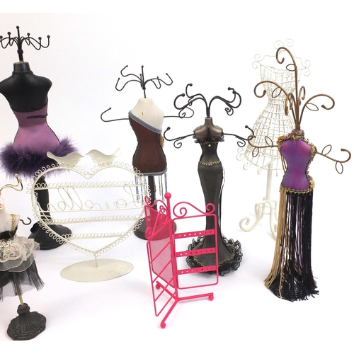 2266 - Group of jewellery stands including figural examples, the tallest 45cm high