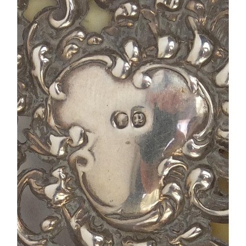 2411 - Victorian silver and ivory aide memoire with pierced decoration, indistinct Birmingham hallmarks, 6c... 