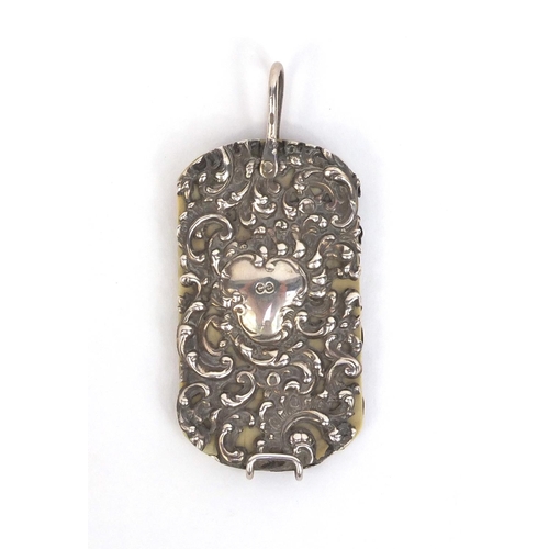 2411 - Victorian silver and ivory aide memoire with pierced decoration, indistinct Birmingham hallmarks, 6c... 