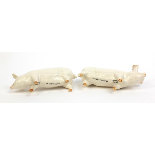 2118 - Two Beswick CH Wall Queen 40 model pigs, each with factory marks to the base, each 6,5cm high