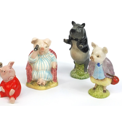 2147 - Group of six Beswick pigs comprising Beatrix Potters figures, aunt Pettitoes, Pigling Bland and Litt... 