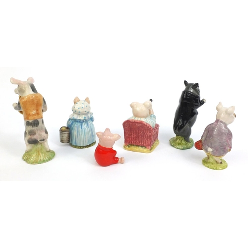 2147 - Group of six Beswick pigs comprising Beatrix Potters figures, aunt Pettitoes, Pigling Bland and Litt... 