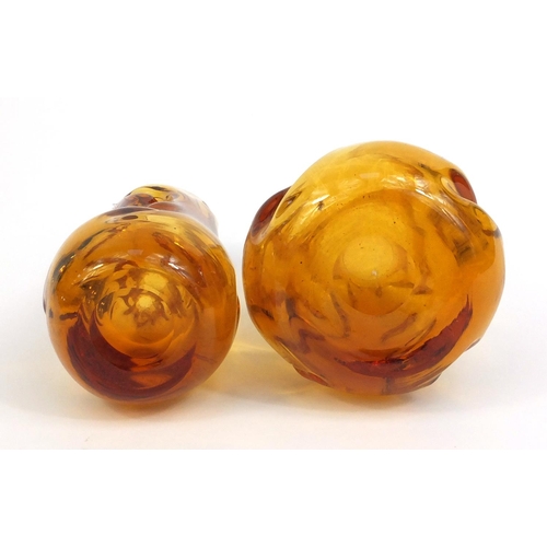 2314 - Two Whitefriars amber glass vases, the tallest 19cm high