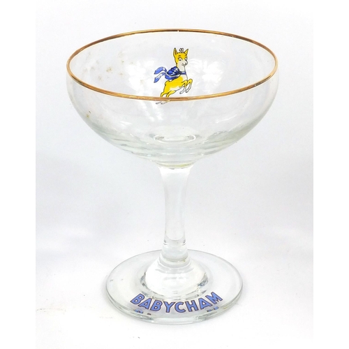 2256 - Two box set of six Babycham glasses, together with two 100ml bottles of Babycham Sparkling Perry