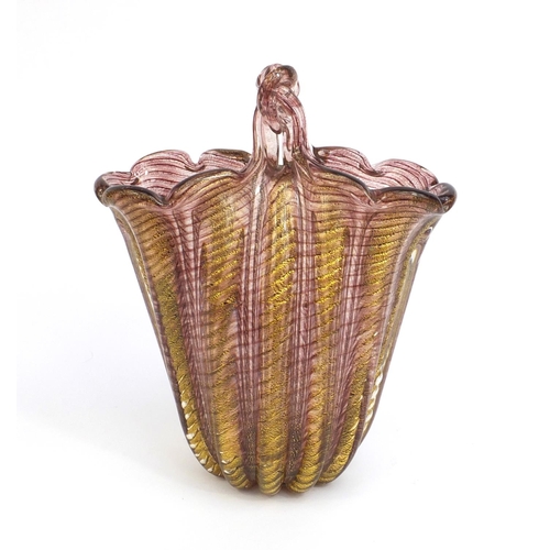 2312 - Barovier Art glass gold flecked vase, 22cm high