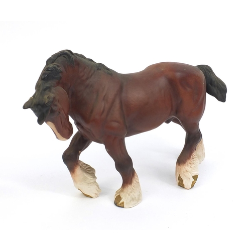 2113 - Beswick model of a Shire horse, factory marks to the base, 22cm high