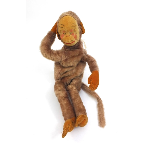 2290 - Vintage Merrythought monkey pyjama case with label, 65cm high