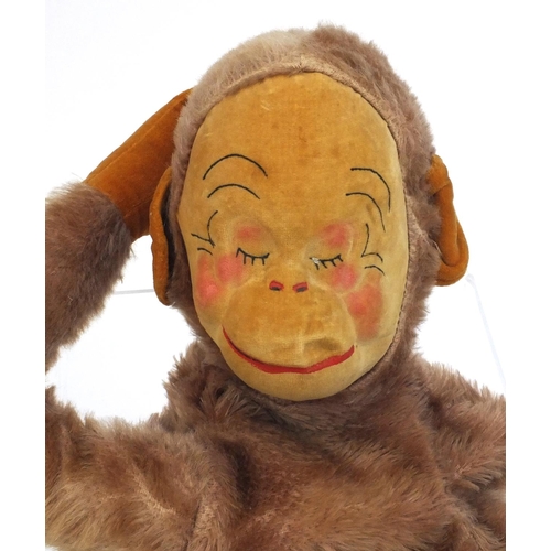 2290 - Vintage Merrythought monkey pyjama case with label, 65cm high