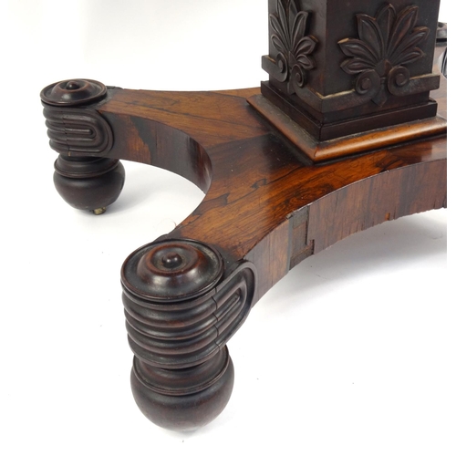 1 - Early Victorian rosewood folding card table, 75cm high x 96cm wide x 48cm deep (folded)