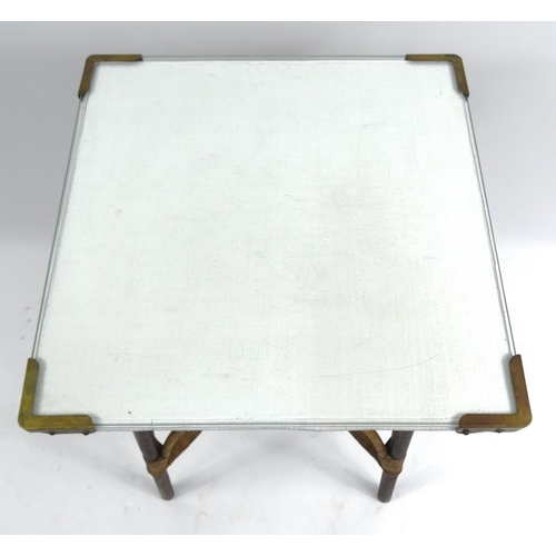 41 - Dryad bamboo occasional table with glass top, 72cm high x 51cm sqaure