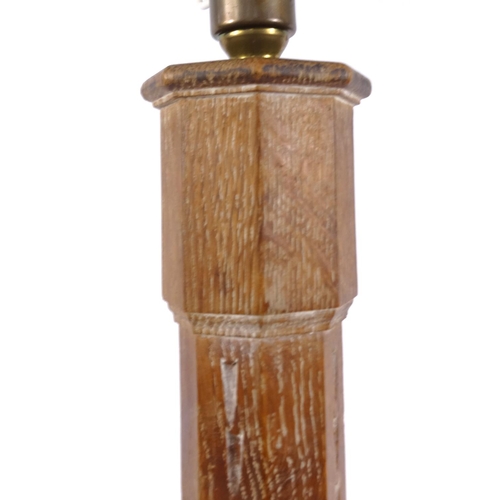 42 - Light oak octagonal standard lamp, 148cm high excluding the fitting
