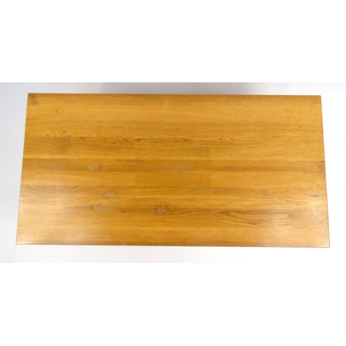10 - Light oak coffee table fitted with two frieze drawers, 46.5cm high x 120cm long, 61cm deep