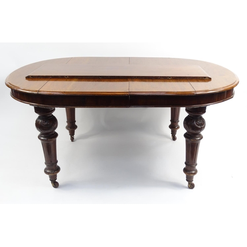 18 - Victorian mahogany wind out dining table with extra leaf, 72cm high x 153cm wide (without leaf) x 11... 