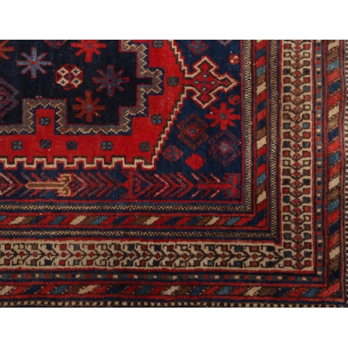 2020 - Rectangular Middle Eastern rug with geometric border and central filled, 223cm x 173cm