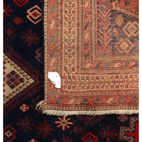 2020 - Rectangular Middle Eastern rug with geometric border and central filled, 223cm x 173cm