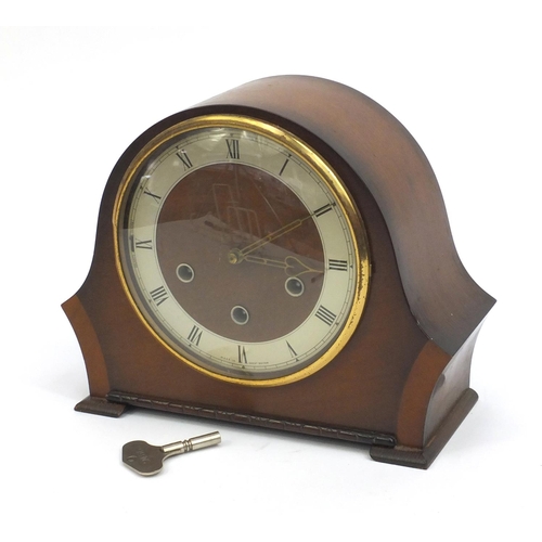 2333 - Smiths Westminster chiming mantle clock with Roman numerals, 24cm high