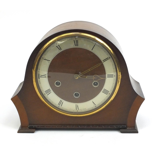 2333 - Smiths Westminster chiming mantle clock with Roman numerals, 24cm high