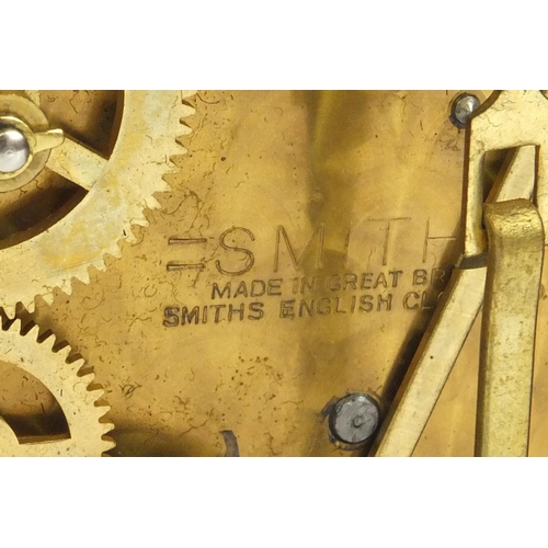 2333 - Smiths Westminster chiming mantle clock with Roman numerals, 24cm high