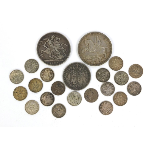 2390 - Group of Victorian and later British coinage including some silver examples - 1889 crown, 1889 half ... 