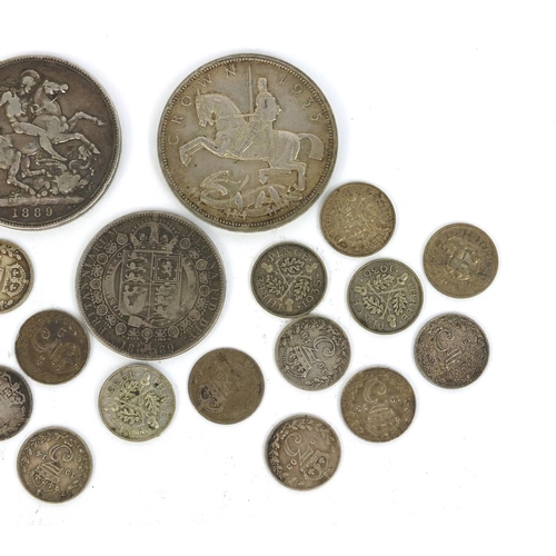 2390 - Group of Victorian and later British coinage including some silver examples - 1889 crown, 1889 half ... 