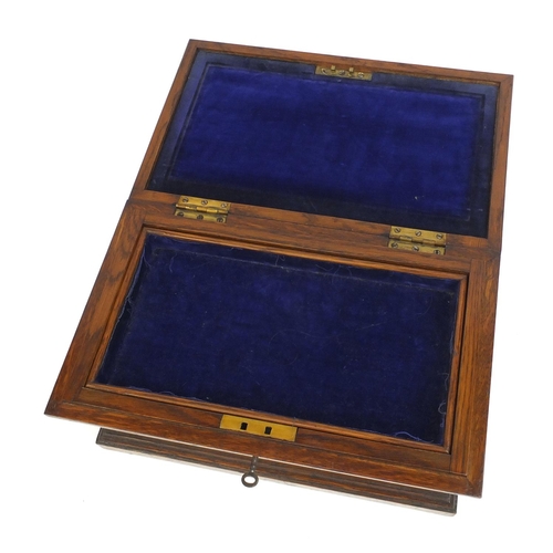 2179 - Oak casket with hinged lid, carrying handles and fitted interior, 17cm high x 36cm wide x 21cm deep