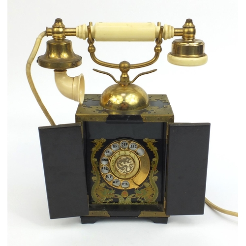 2159 - Vintage Oriental lacquered dial telephone, 32cm high